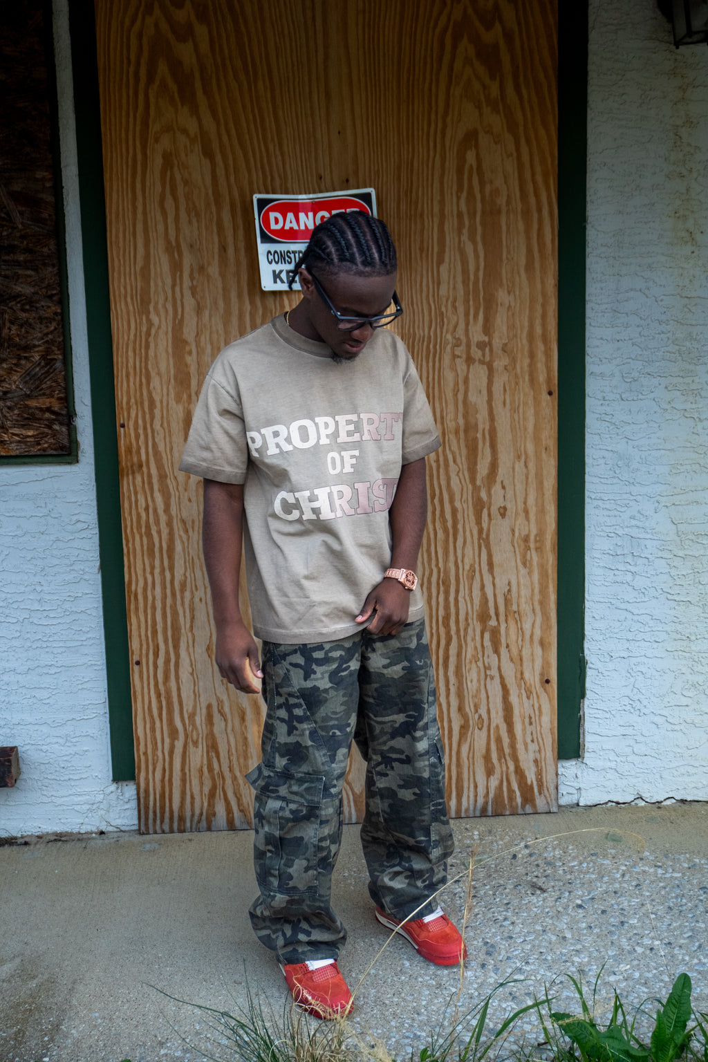 “Property of Christ Washed Tan” Tee